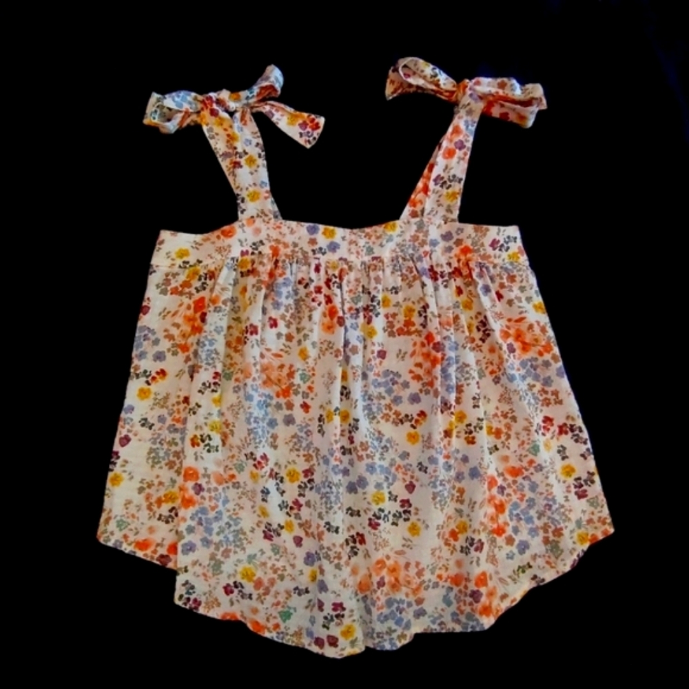 Women's a.n.a. Floral Top Bow Tie Straps Size XS Retro 70's looking